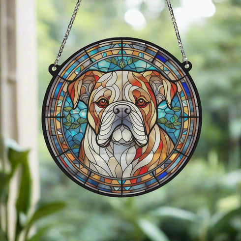 Bulldog Stained Glass Effect Suncatcher
